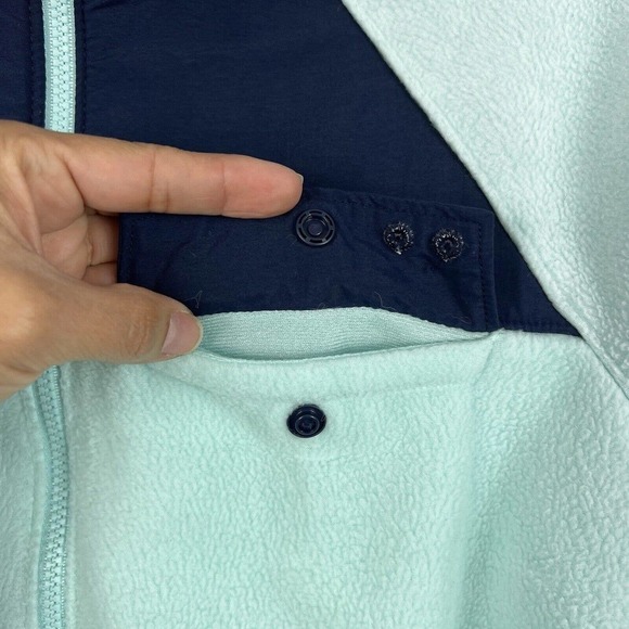 Columbia Full Zip Fleece Jacket Small PFG Green Blue Colorblock W Pockets cozy - Picture 9 of 13